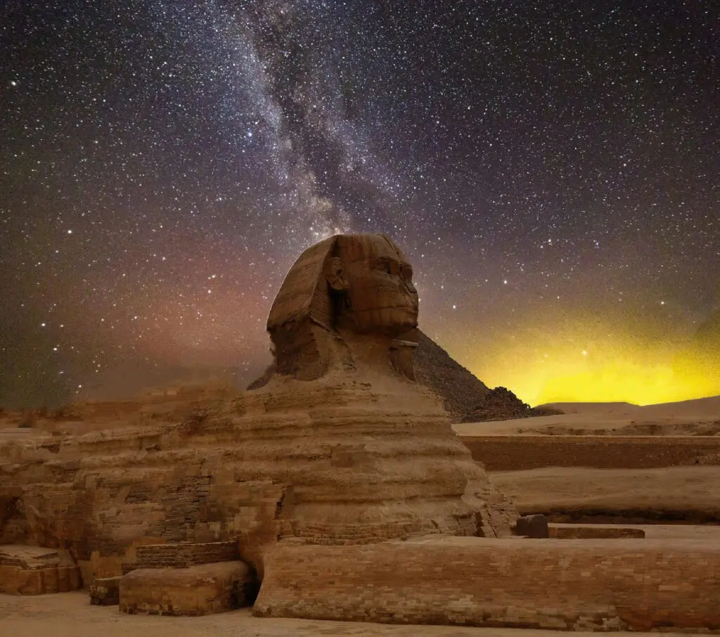 A night sky with the milky way in the background.